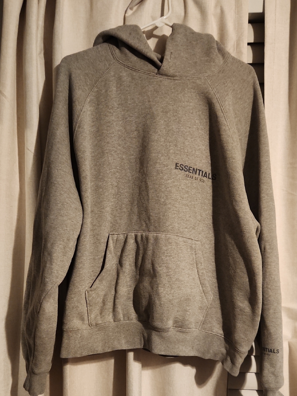 ESSENTIALS Grey Pullover Hoodie with Subtle Logo